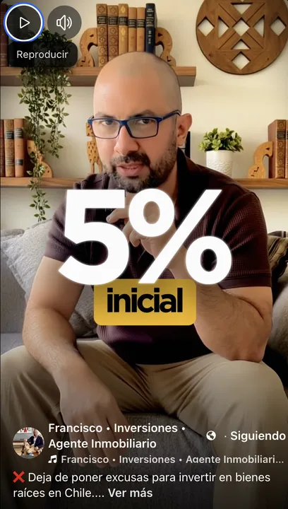 Anuncio de inversión inmobiliaria con 5% de pie inicial